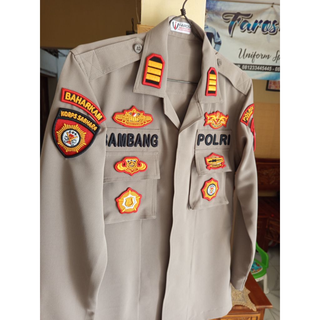 Seragam PDL Polri kain Superfeel bed timbul