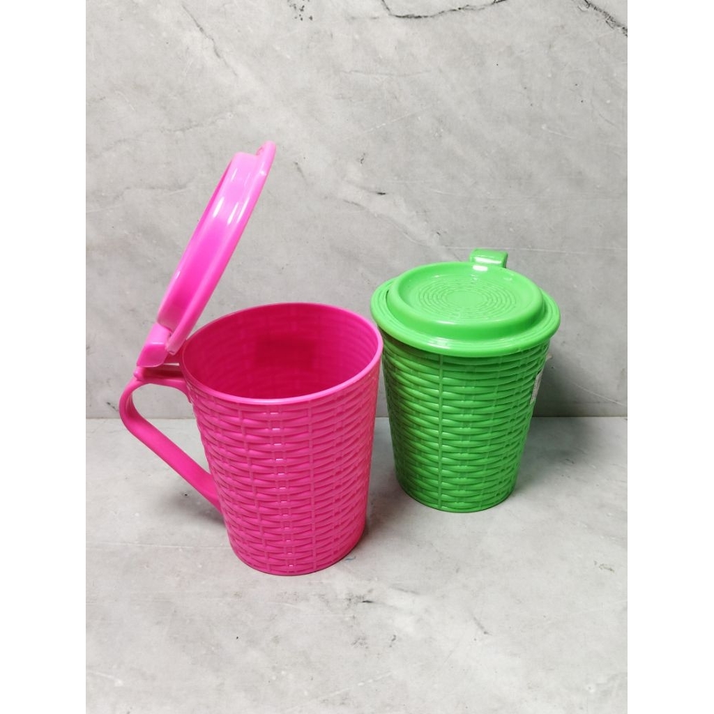 GELAS PLASTIK + TUTUP / CANGKIR PLASTIK 300 ML