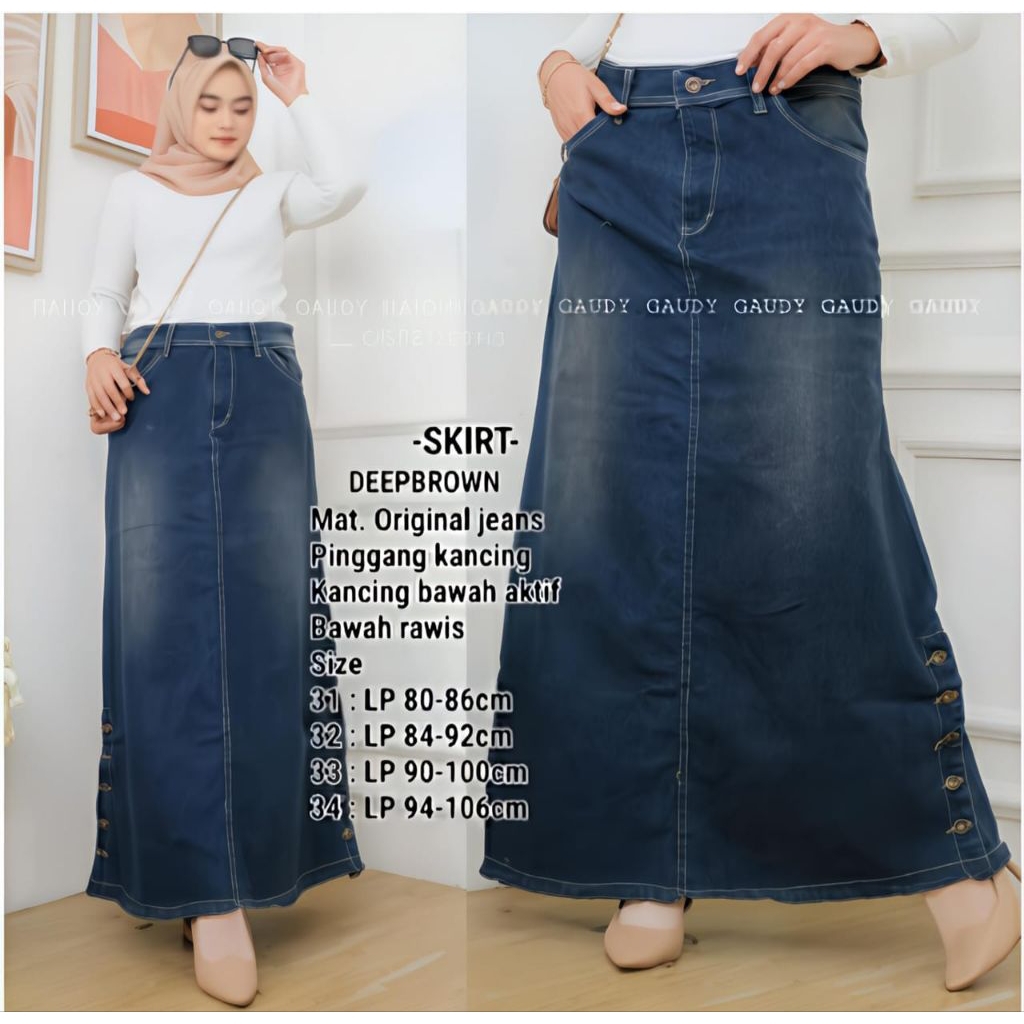 ROK JEANS RAWIS//ROK JEANS KANCING SAMPING//ROK JEANS POLOS//ROK JEANS WANITA//ROK JEANS KANCING////