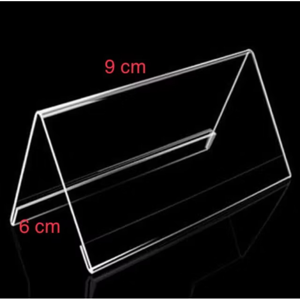 

AKRILIK TENT CARD SEGITIGA CUSTOM SELIPAN KERTAS 1 SISi 2mm 6 x 9 CM 300 PCS