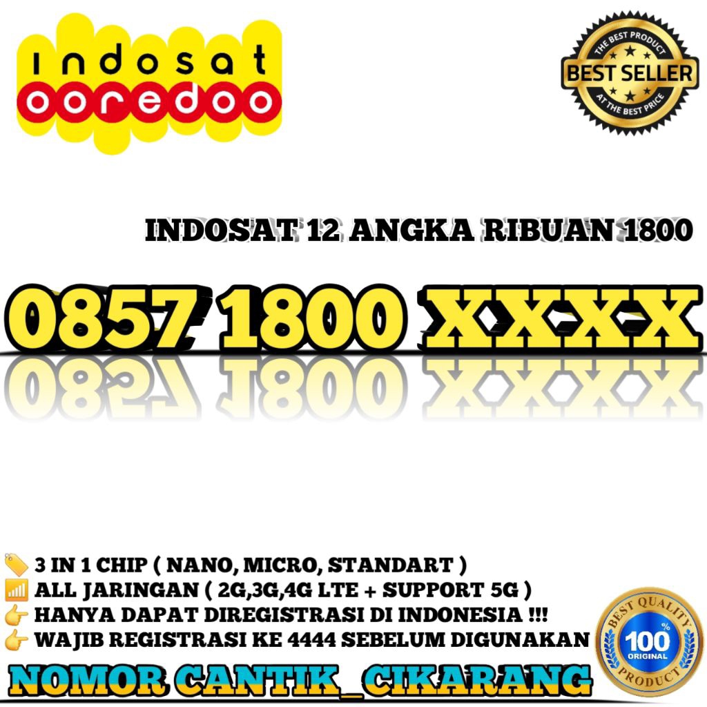 Nomor Cantik INDOSAT OOREDOO - Kartu Perdana Nomor Cantik Indosat 4G Suport 5G