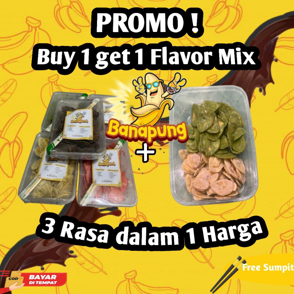 

Promo! Kripik Pisang Coklat Lumer, Buy 1 get 1 Flavor Mix | 1000ML Thinwall | 340gram