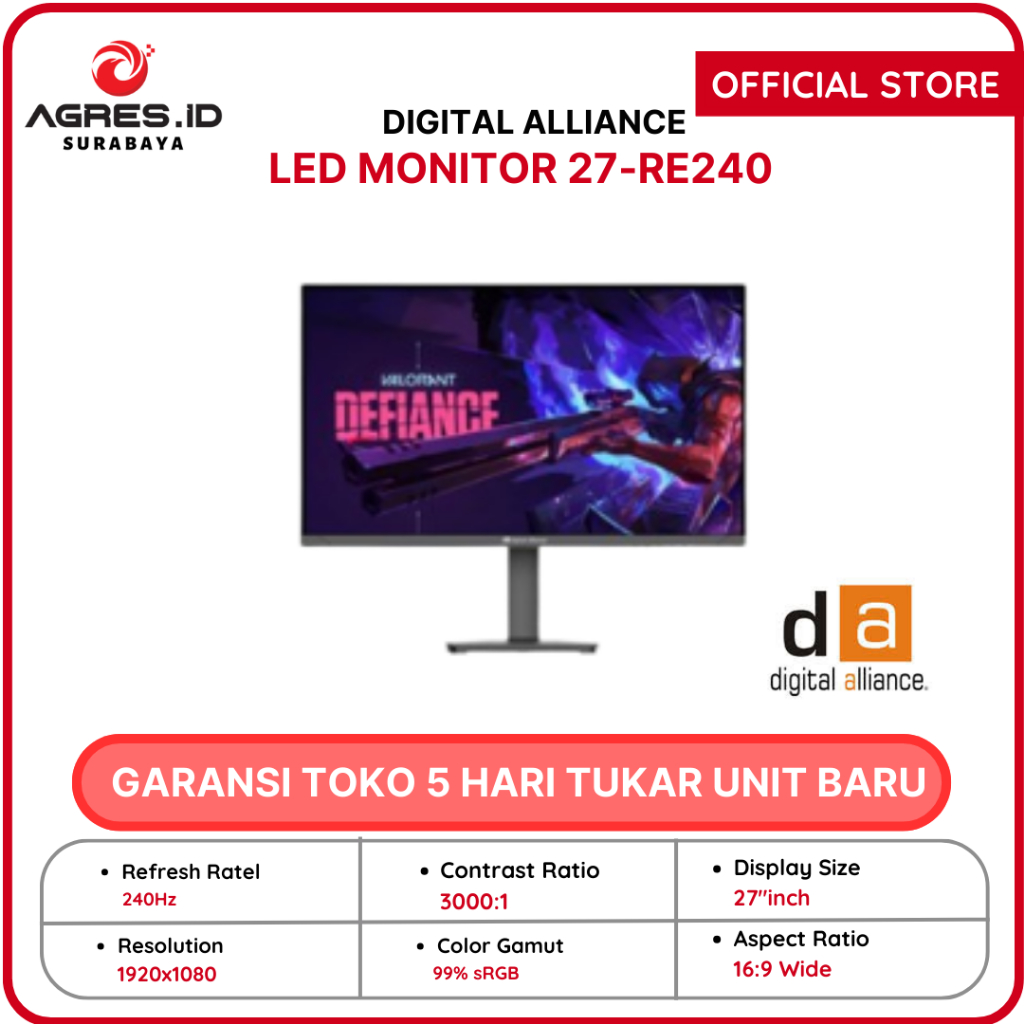 DIGITAL ALLIANCE LED MONITOR IPS PANEL 27 INCH 240HZ  (GARANSI RESMI)