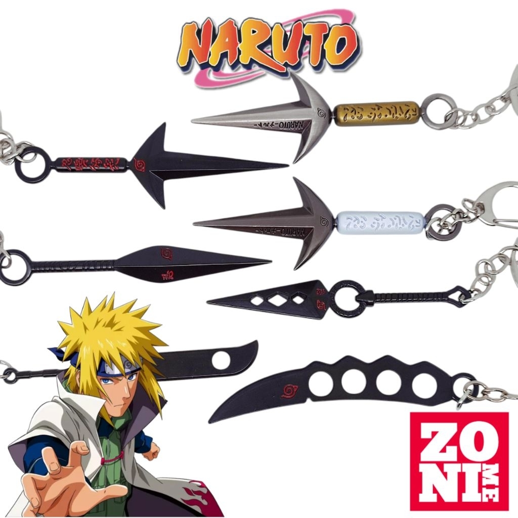 ZONIME Keychain Kunai Minato Yondaime Anime Naruto Hokage IV Gantungan Kunci Miniatur Shuriken Ninja