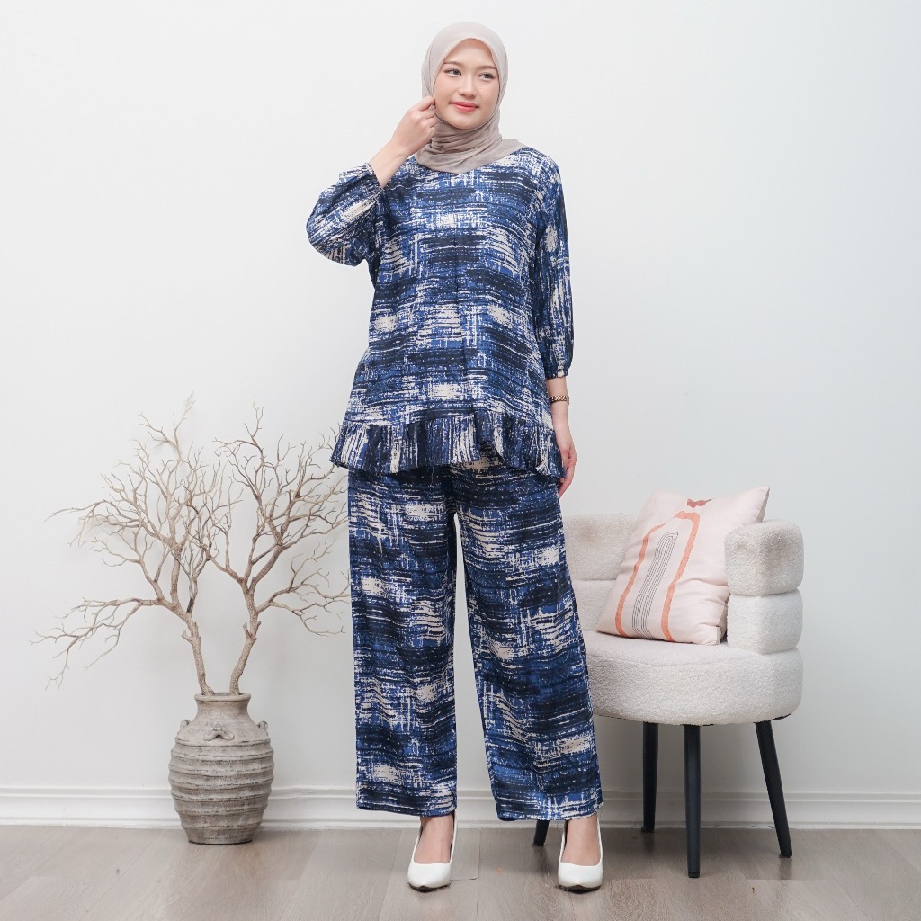 SELLA ONE SET RAYON MOTIF CORAL SETELAN PANJANG KULOT