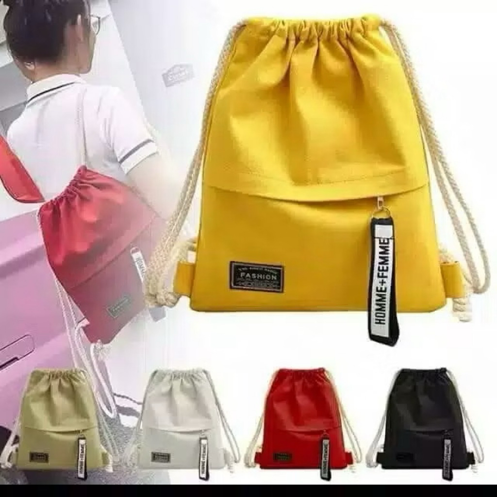 tas Serut Wanita STRINGBAG KPOP- Tas Serut Sekolah bahan kanvas
