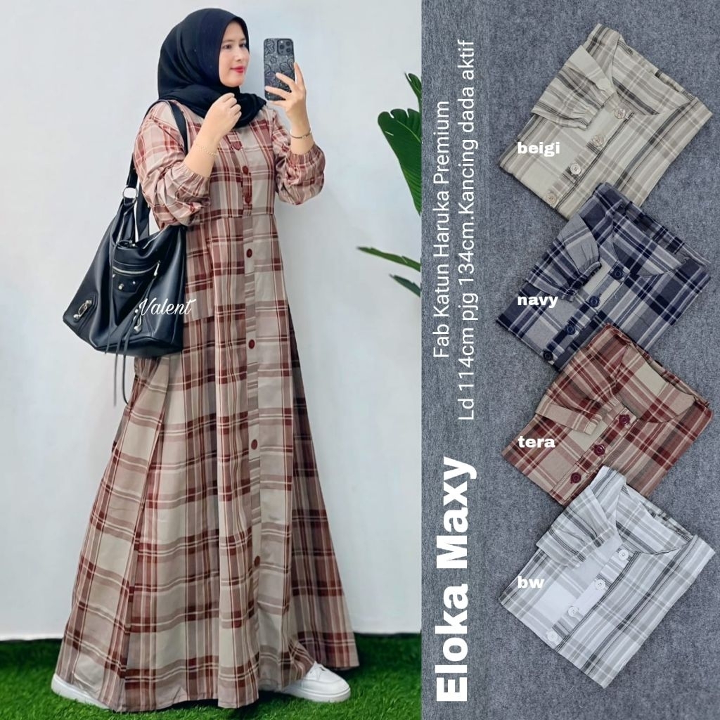 eloka maxy wanita terbaru gamis kotak wanita terbaru busui simple kekinian viral