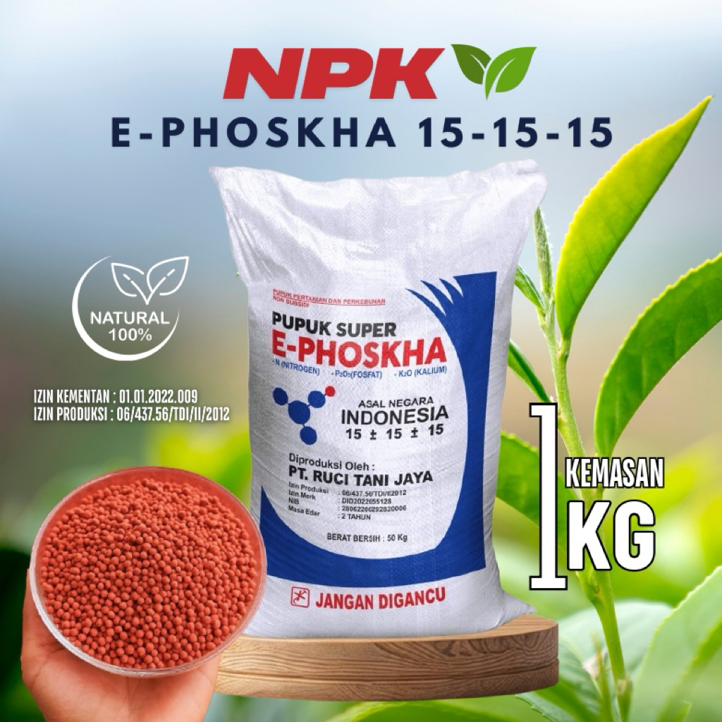 PUPUK E-PHOSKA 15-15-15/ PUPUK ANORGANIK/ PUPUK PENYUBUR TANAMAN/ PUPUK ORIGINAL 100%/ PUPUK KEMASAN
