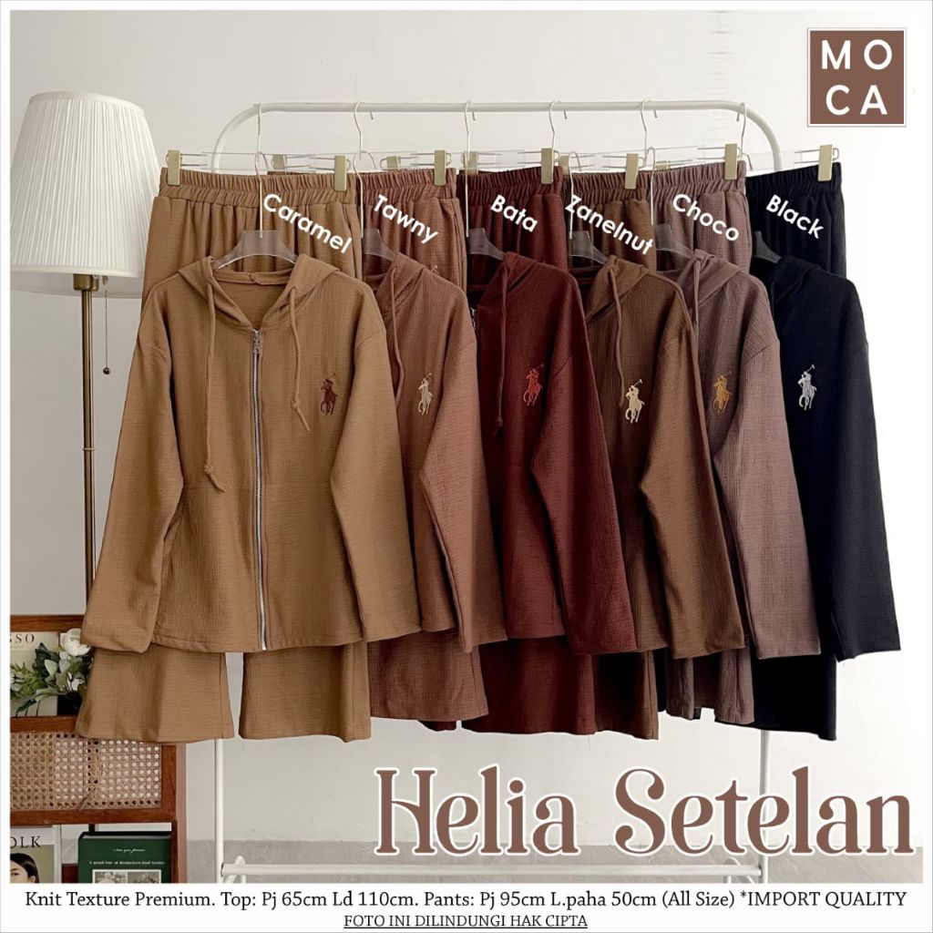 Helia Set Setelan Oneset Jumbo Allsize Premium Knit Uniqlo Original Moca Berlabel