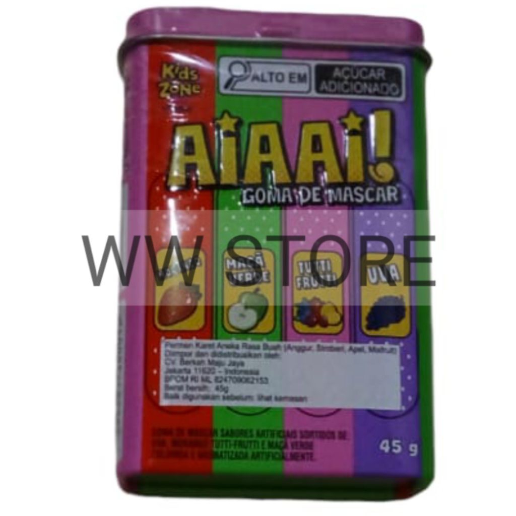 

Permen karet aneka rasa buah anggur stroberi apel mixfruit Kids Zone AiAAi! GOMA DE MASCAR 45g