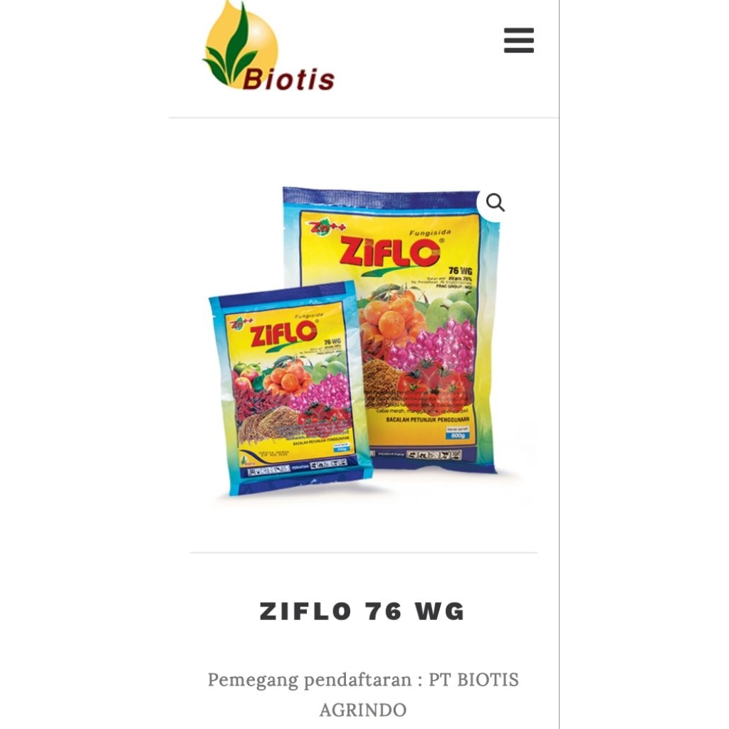 Fungisida + Zn Ziflo 76 WG 200gr