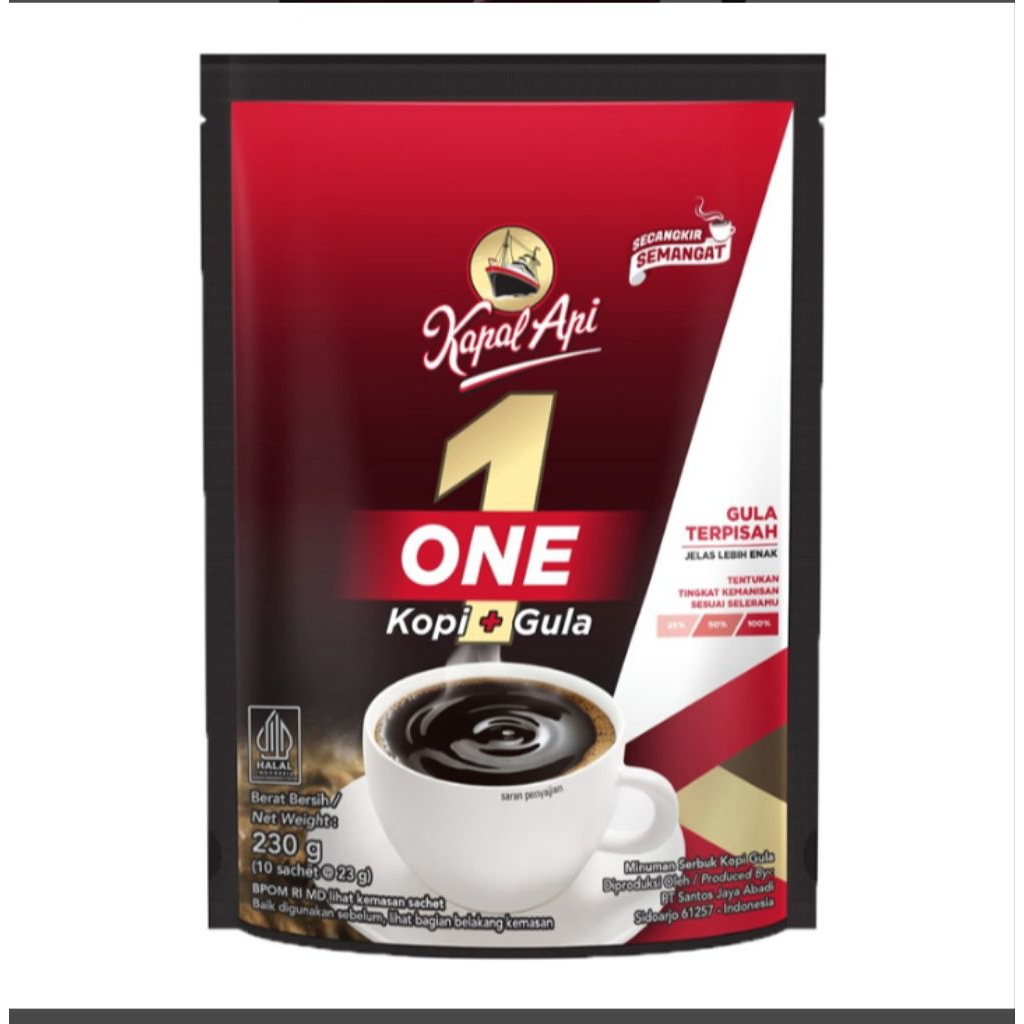 

Kapal Api One Kopi + Gula 10 x 23 g