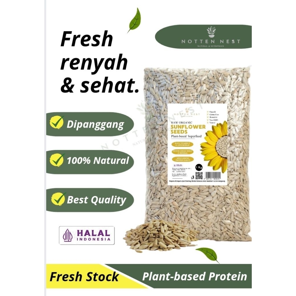 

Roasted Organic Sunflower Seed 250gr – Biji Bunga Matahari Panggang organik - Snack Vegan Keto - Topping Salad Granola - kuaci kupas 250 gr - kuaci panggang 250 gr - snack anak sehat - snack ibu hamil