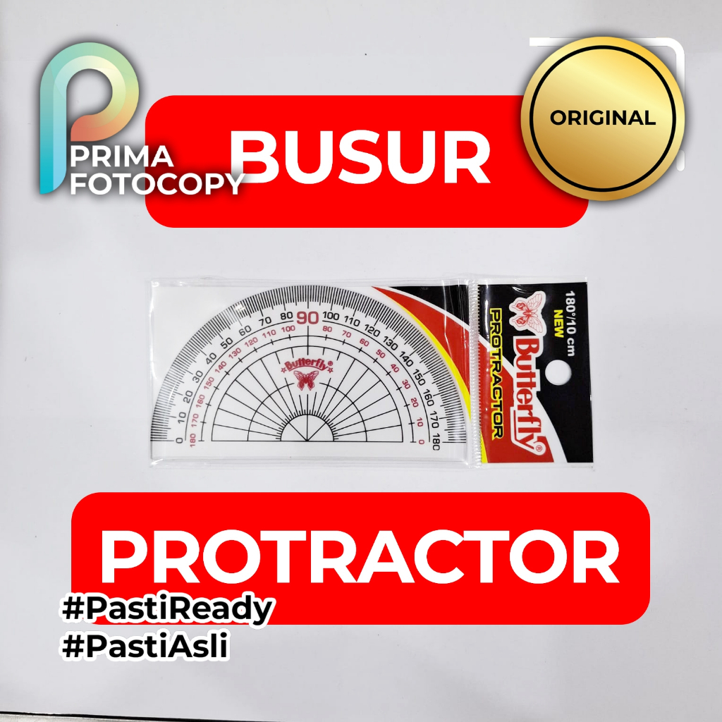 

Penggaris Busur Derajat Butterfly 180 Derajat 10 Cm Protractor Produk Original 180° / 10 cm