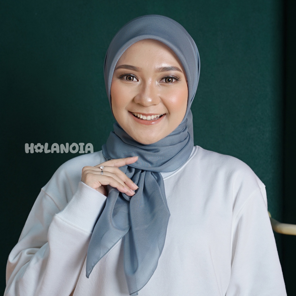 Holanoia Hijab Segi Empat Baby Paris Teal Blue