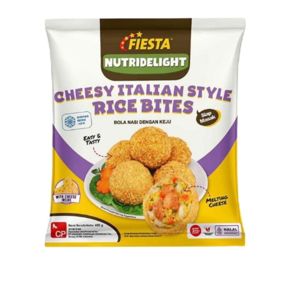 

Fiesta Rice Bites Cheesy Italian 400 g - Bola Nasi Food