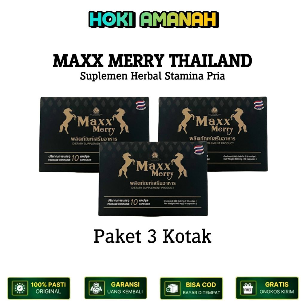 Paket 3 Kotak Maxx Merry Original Thailand Obat Kuat Stamina Pria | Vigra 100% Original Gold