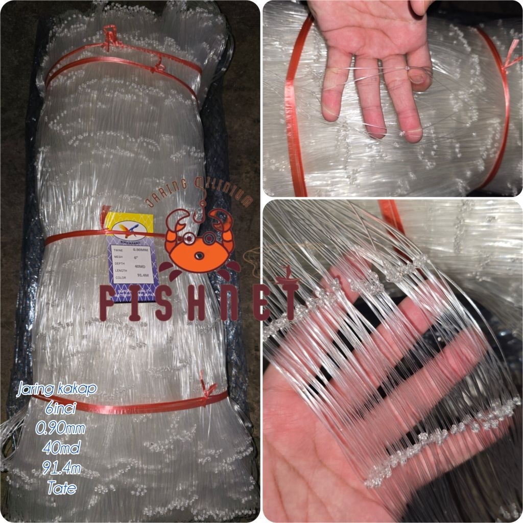 jaring kakap/jaring senar/jaring ikan/6inci 0.90mm 40md 91.40 tate