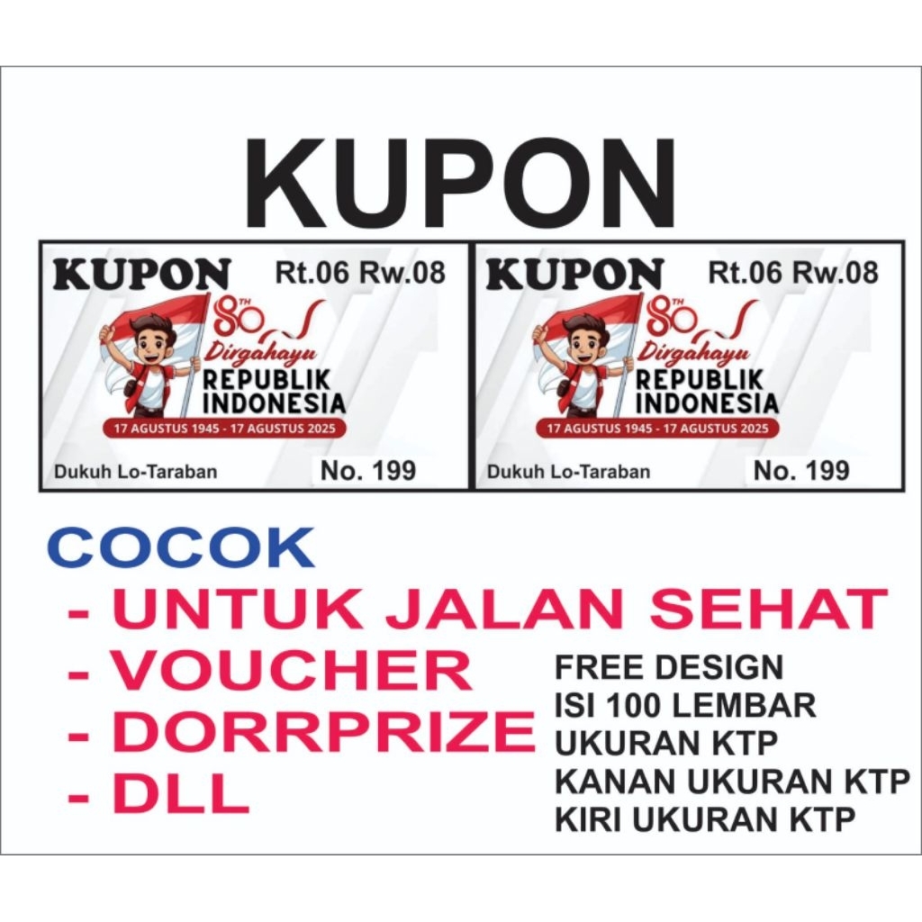 

[ PROMO ] kupon jalan sehat,kupon doorprize 1 bandel sehari jadi