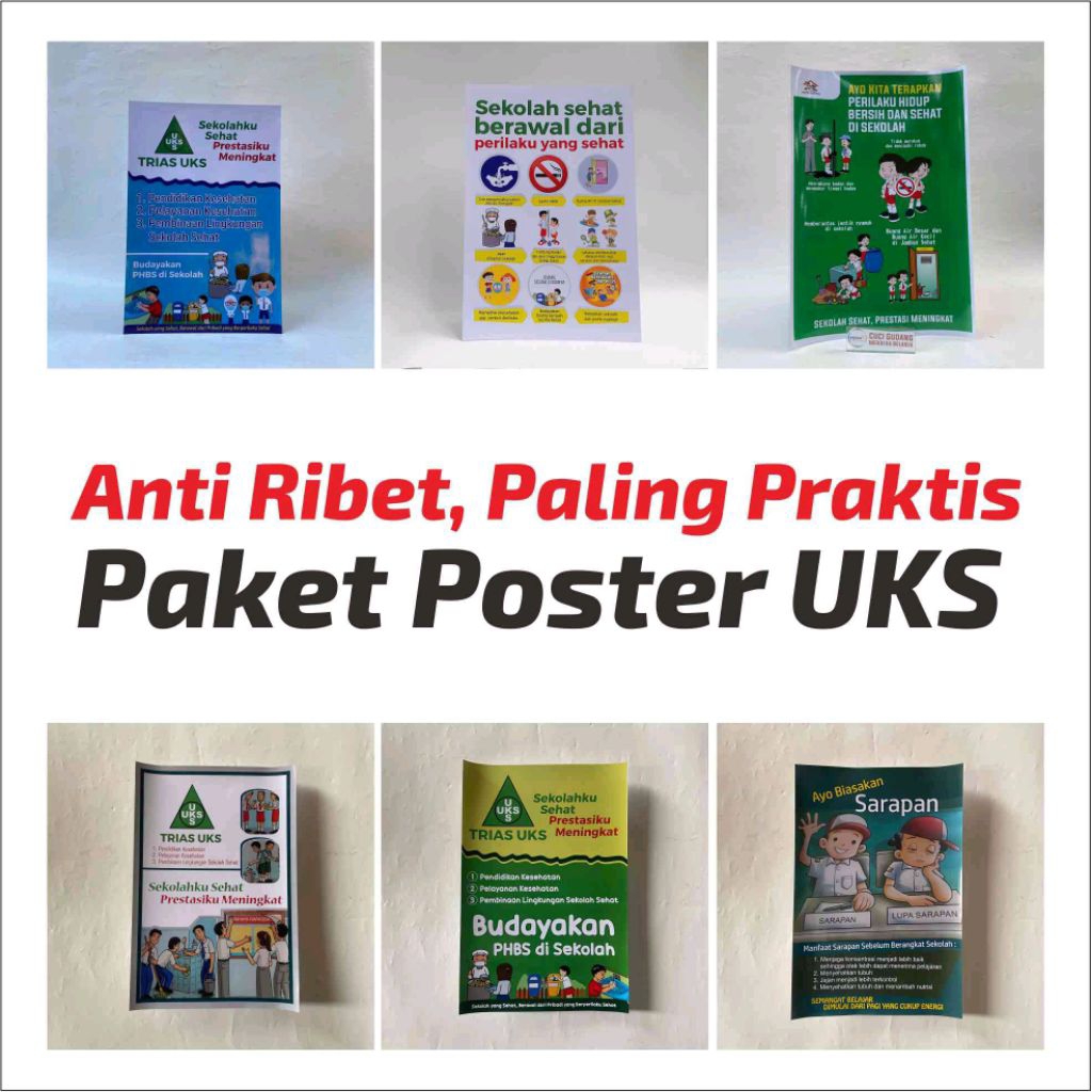 Poster Sekolah Terlengkap - Paket Poster UKS, Poster Trias UKS, Poster Kesehatan untuk Sekolah