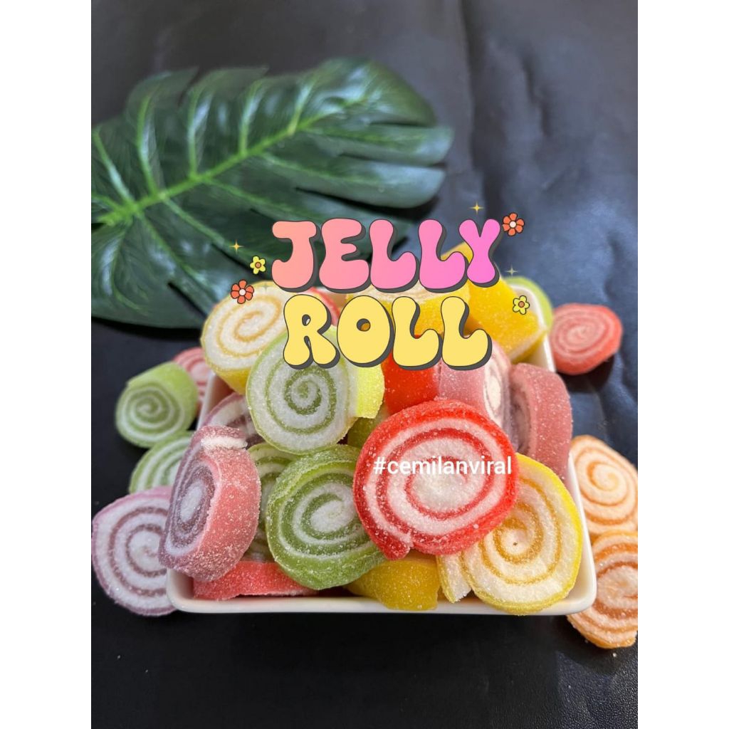 

Cemilan Viral Jelly Roll Marshmallow Kenyal Yupi Gulung Snack Manis Gula Asli