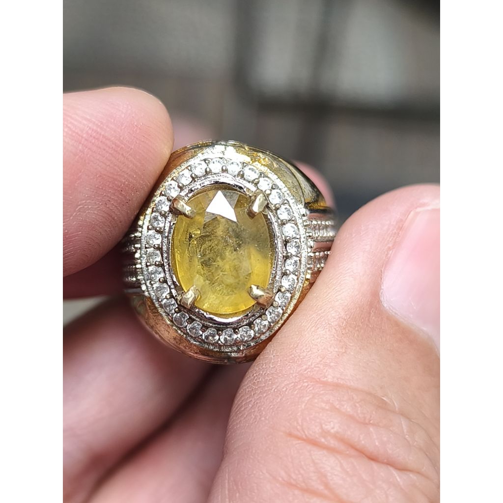 batu yellow sapphire safir tanzania 3.71 carats memo MGL ring tepper ada minus dikit