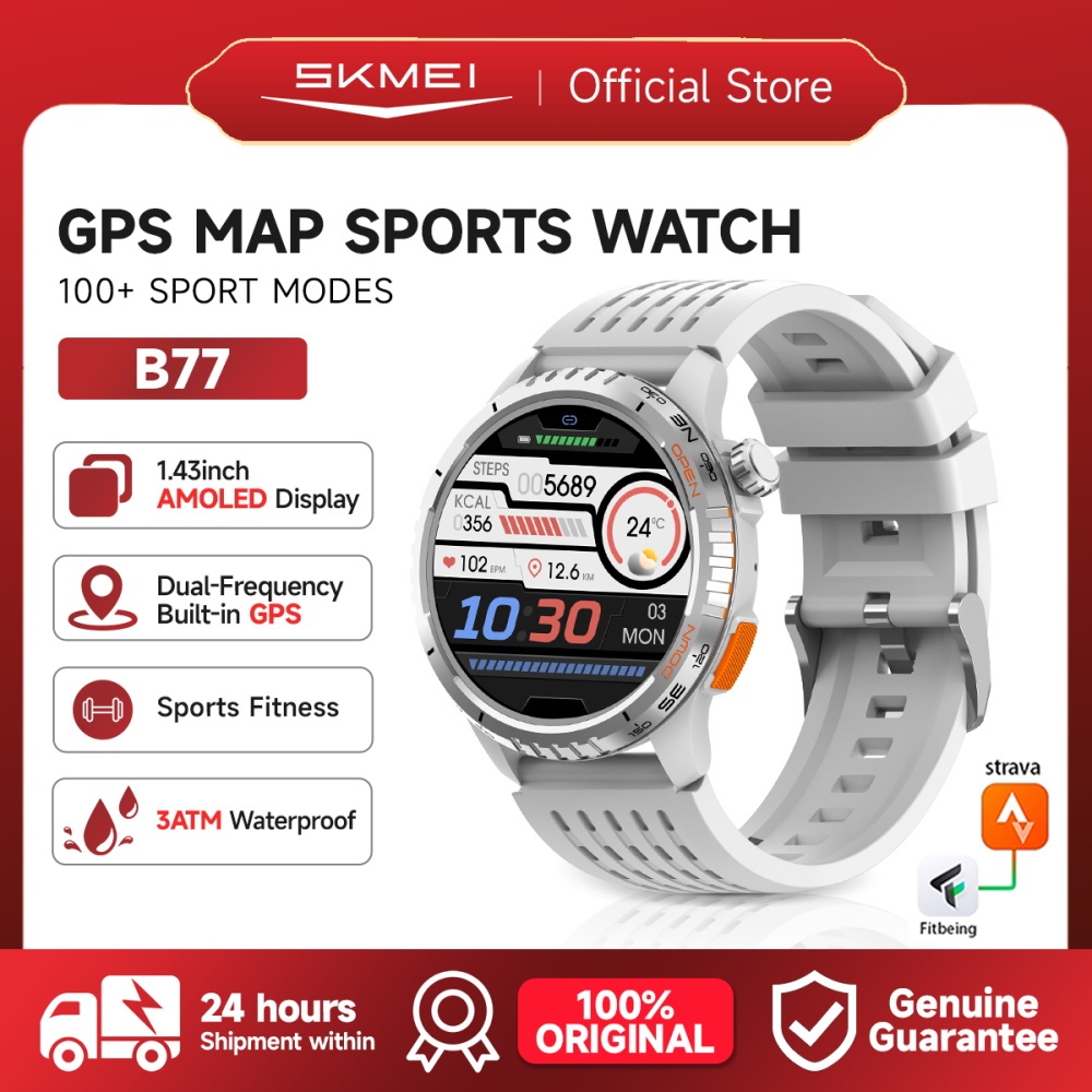 SKMEI B77 Smartwatch GPS Map | 1.43 Amoled Touchscreen | 3ATM Waterproof | Jam Tangan Wanita Outdoor