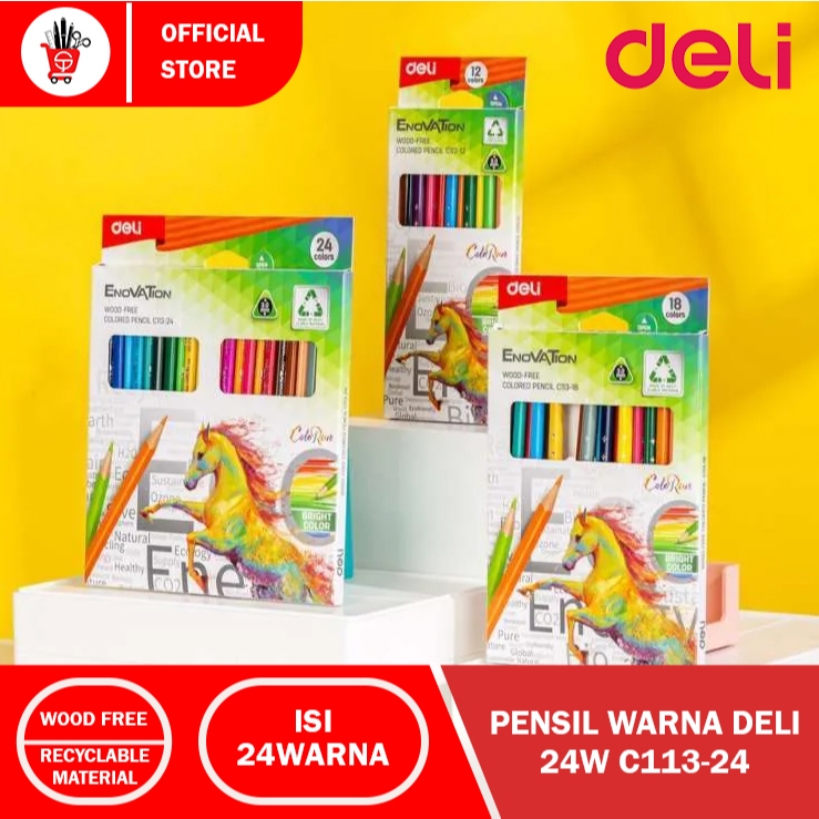 

Pensil Warna Deli Enovation Wood Free Set 24 Warna (1SET)
