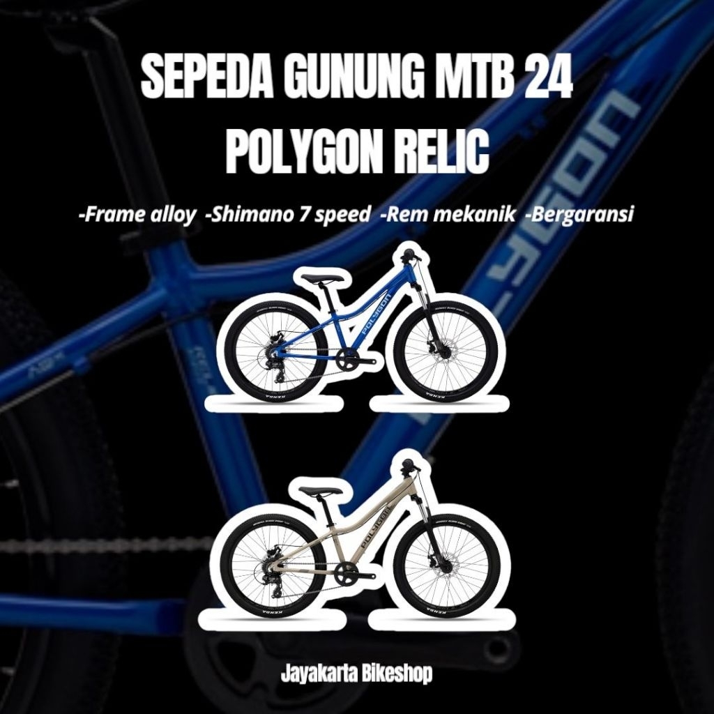 SEPEDA GUNUNG REMAJA DEWASA ANAK MTB 24 POLYGON RELIC ORIGINAL BERGARANSI BARU