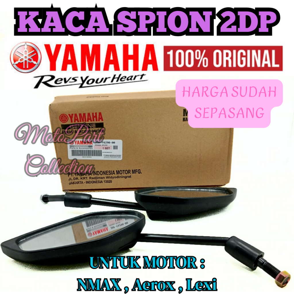 SPION 2DP YAMAHA YGP MOTOR N-MAX,LEXI,AEROX 155 ORI KACA SPION SEPASANG KANAN KIRI ORIGINAL 100% .