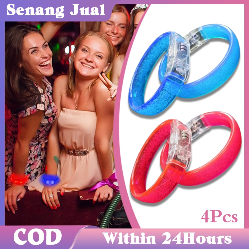 4Pcs Gelang Bercahaya Konser Lampu Gelang Lari Malam Gelang Neon Gelang