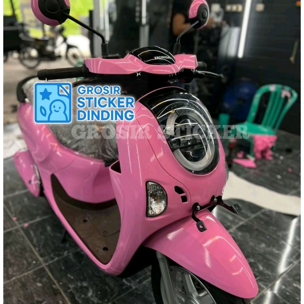 Skotlet Motor SoftPink Glossy Stiker Motor Pink Muda Pastel Glossy Variasi Motor