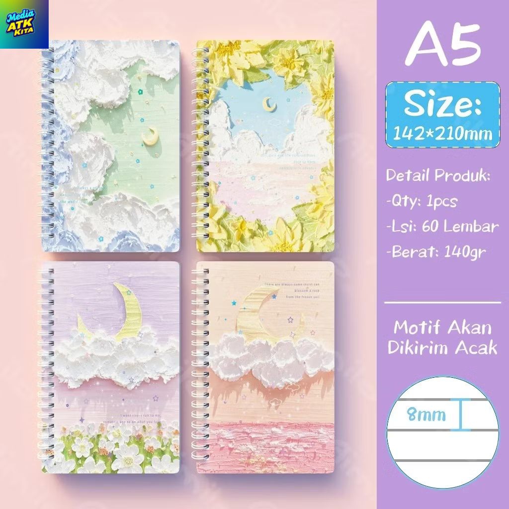 

Notebook A5 Aesthetic dan Beruang Isi 60 Lembar / PCS
