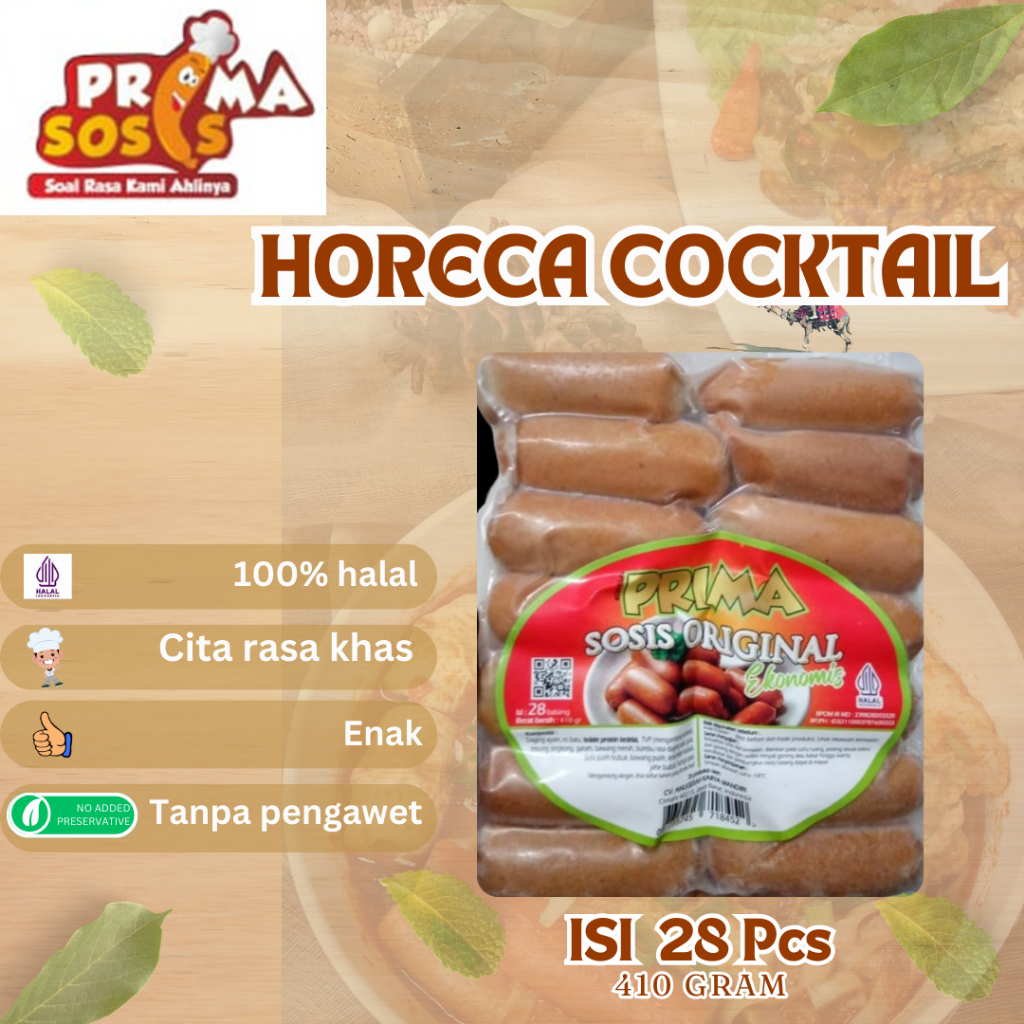 

Horeca Cocktail sosis sapi 28 pcs , 100% Halal, tanpa pengawet dan pewarna