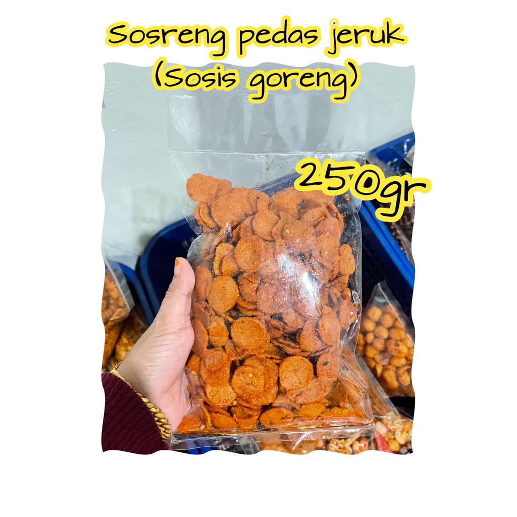 

new 250GR SOSRENG /SOSIS GORENG PEDAS DAUN JERUK KERIPIK VIRAL TERMURAH