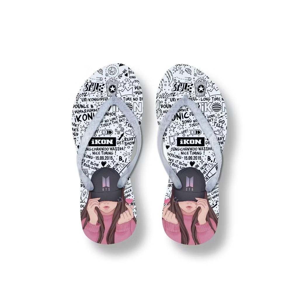BTS KPOP Sendal Jepit Wanita Dewasa Korea/Sendal Cantik Wanita