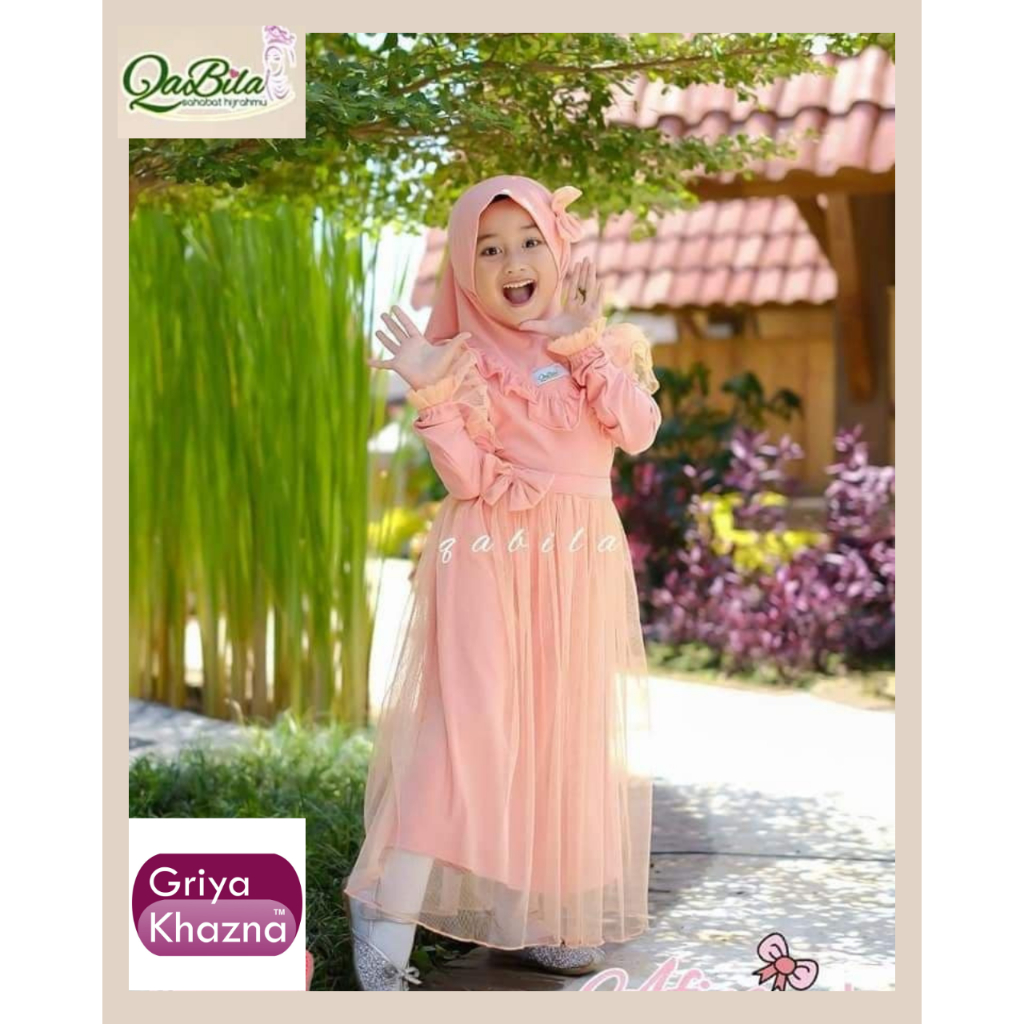 Qabila Baju Gamis Anak Perempuan Setelan Kerudung Afiqa Set