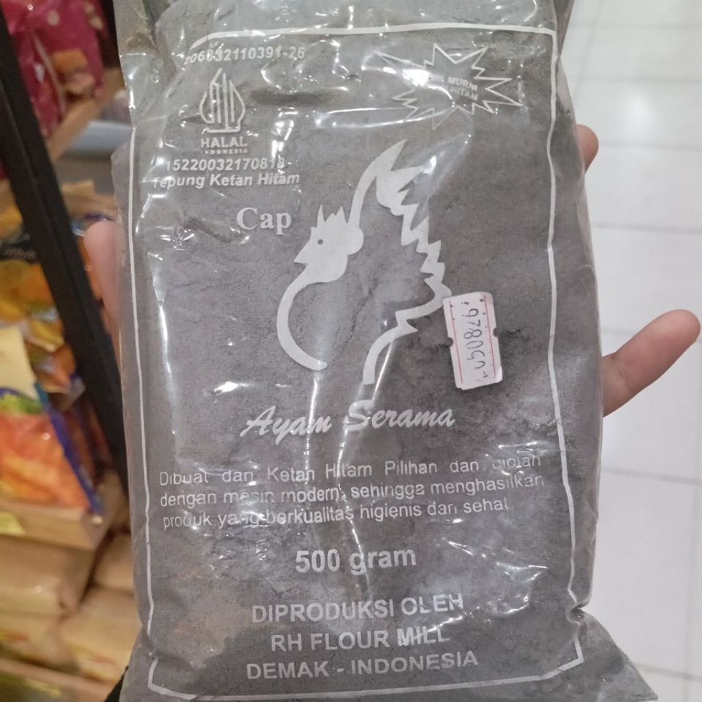 

Tepung ketan hitam ayam serama