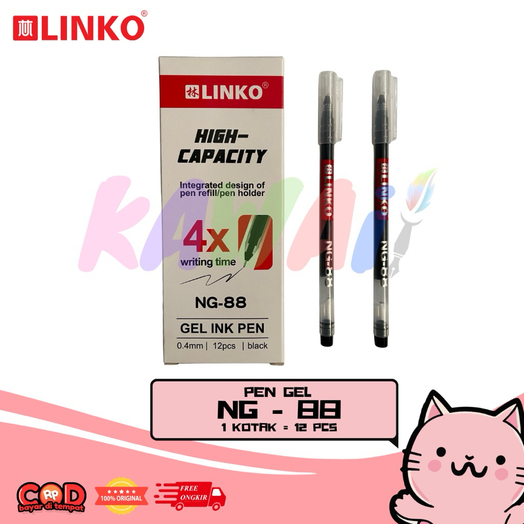 

gel ink pen bolpen pulpen pen pena gel ink 0.4 mm Linko NG-88 isi 12 pcs / 1 lusin
