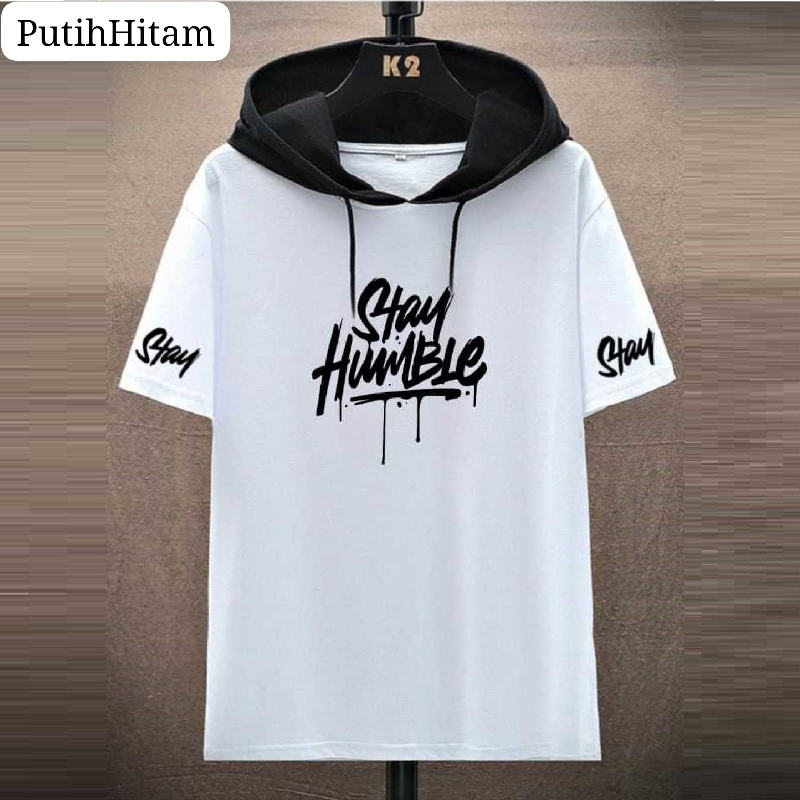Kaos Hoodie Humble Sweater Cowok Lengan Pendek Pria Kekinian / hoodie lengan pendek pria