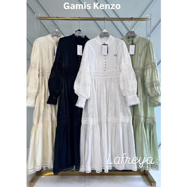 gamis kenzo, dress lfy, gamis lafreya, gamis bangkok, lafreya dress, gamis putih, white maxi, dress 