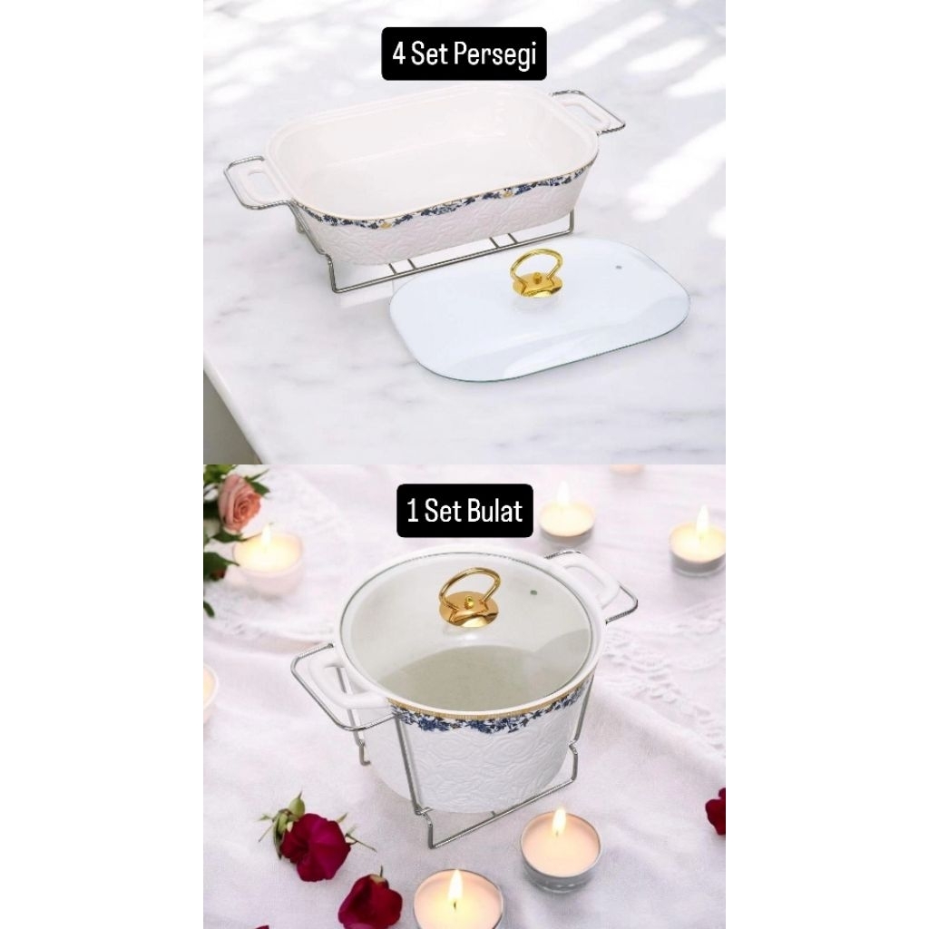 Prasmanan Vicenza Keramik Marbel Set 5 Buah Motif Emboss Ayana