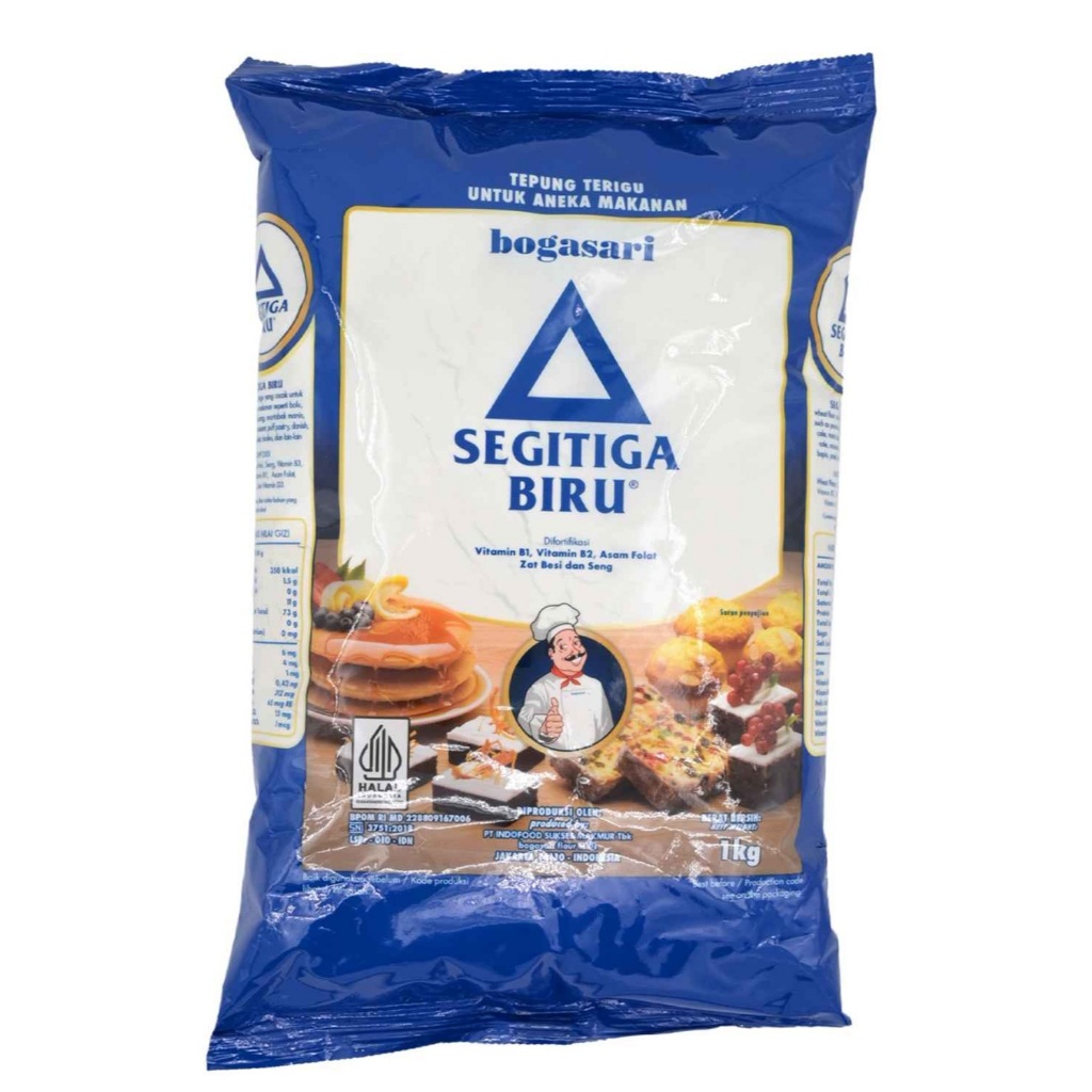 

Bogasari Segitiga Biru 1 Kg Terigu Bahan Baking / Terigu Segitiga Biru 1kg