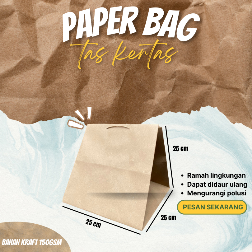 

Paper Bag / Tas Kertas / Go Green Bag Ukuran 25 x 25 x 25CM