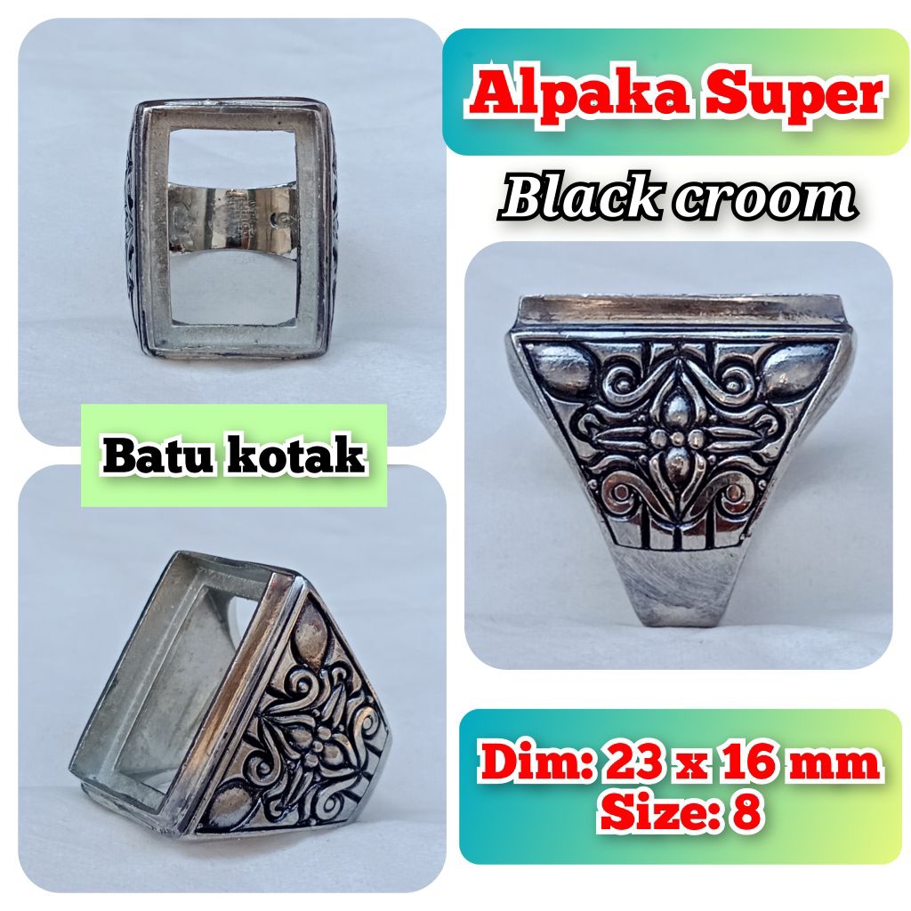 emban batu akik dan permata alpaka super alpaka tanam model kotak.30