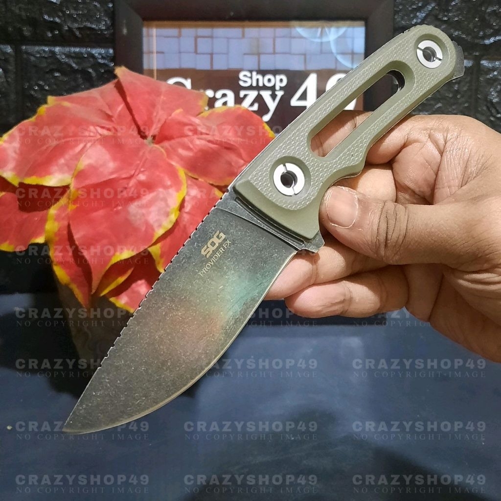 Pisau Survival SOG Black EDC Outdoor Tactical Knife Include Sarung