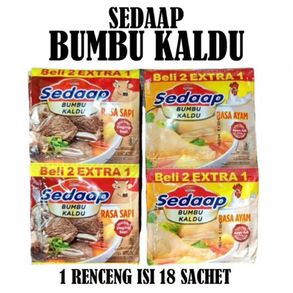 

18 SACHET . Sedaap Bumbu Kaldu Ayam / Sapi 9gr