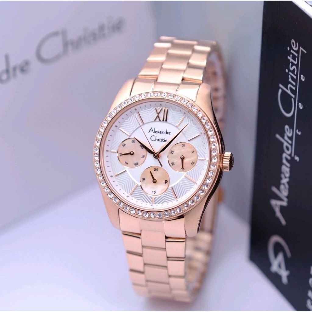 Alexandre Christie wanita multifunctiom AC2827 rosegold garansi 1 tahun