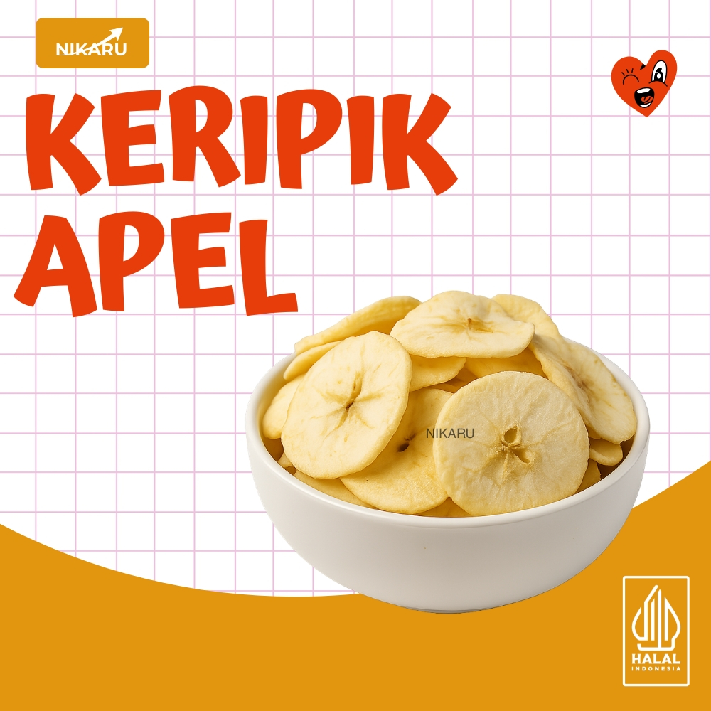 

KERIPIK APEL NIKARU APPLE CHIPS RENYAH SEHAT OLEH OLEH KHAS MALANG HALAL 100G KRIPIK BUAH