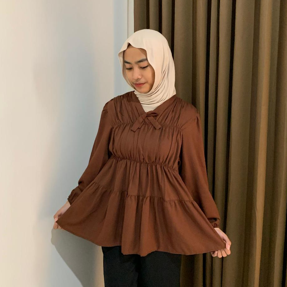 ADBL.CLO - BLOUSE KERUT DADA / RUBBER BLOUSE REMPEL KERUT DADA / ATASAN WANITA BLOUSE RUFFLE PREMIUM